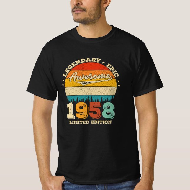 Camiseta Bday de 67 anos 1958 Incrível 67º presente de aniv (Frente)