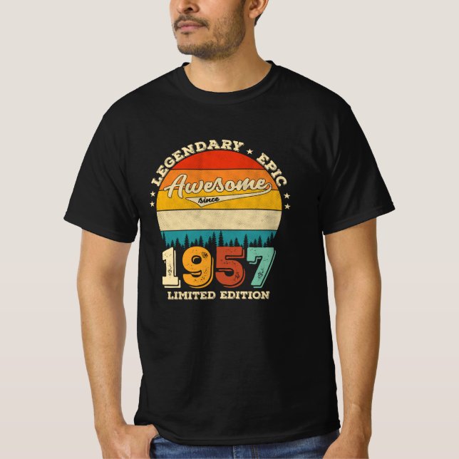 Camiseta Bday de 68 anos 1957 Incrível 68º presente de aniv (Frente)