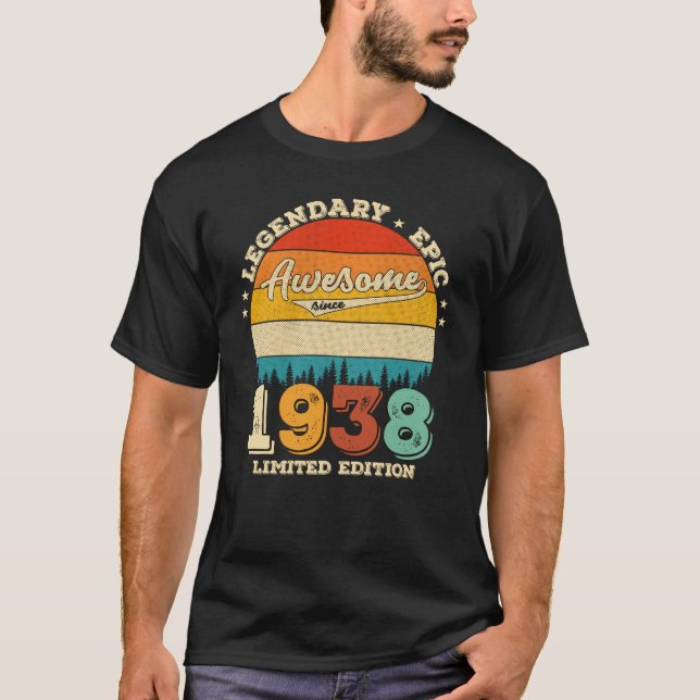 Camiseta Bday de 87 anos 1938 Incrível 87º presente de aniv (Frente)