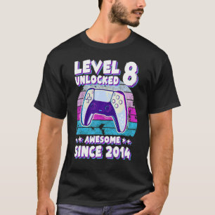 Camiseta BDay Gamer Girl com 8 anos de idade B desbloqueada