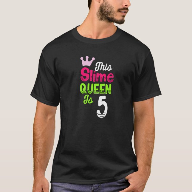 Camiseta Bday Party This Slime Queen É 5 Slime Queen For G (Frente)