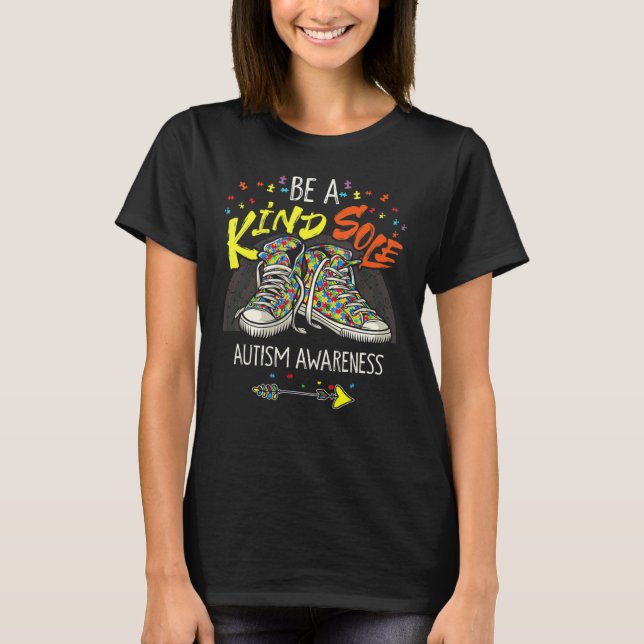 Camiseta Be A Kind Sole Autism Awareness Rainbow Puzzle T (Frente)
