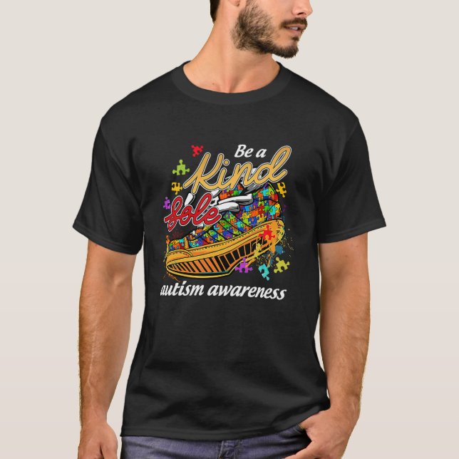 Camiseta Be A Kind Sole Autism Awareness Rainbow Trendy Puz (Frente)