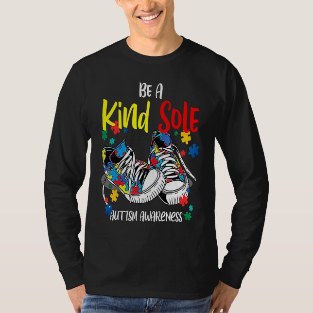 Camiseta Be A Kind Sole Autism Awareness Rainbow Trendy Puz (Frente)