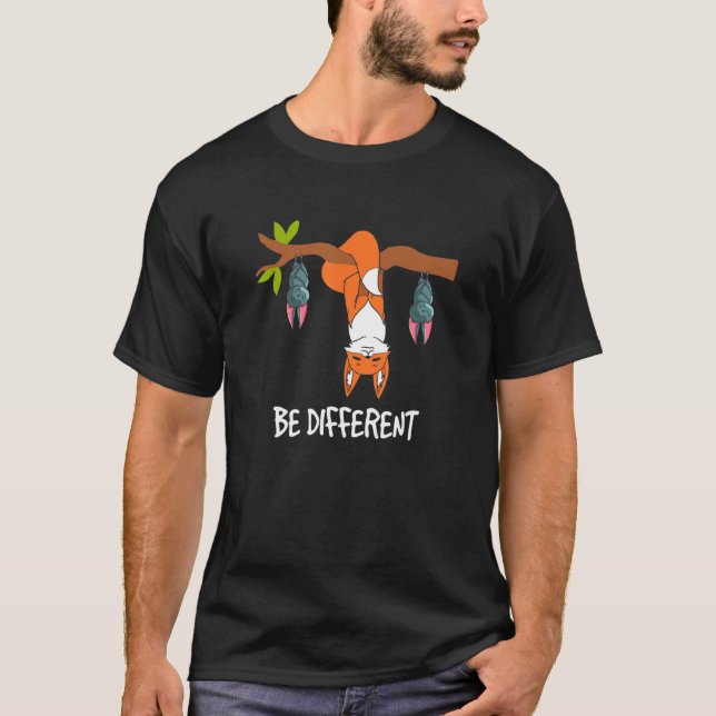 Camiseta Be Different Saying Cute Fox With Bats (Frente)