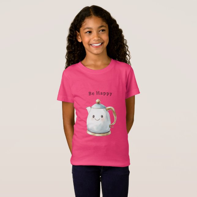 Camiseta Be Happy Cute Teapot (Frente Completa)