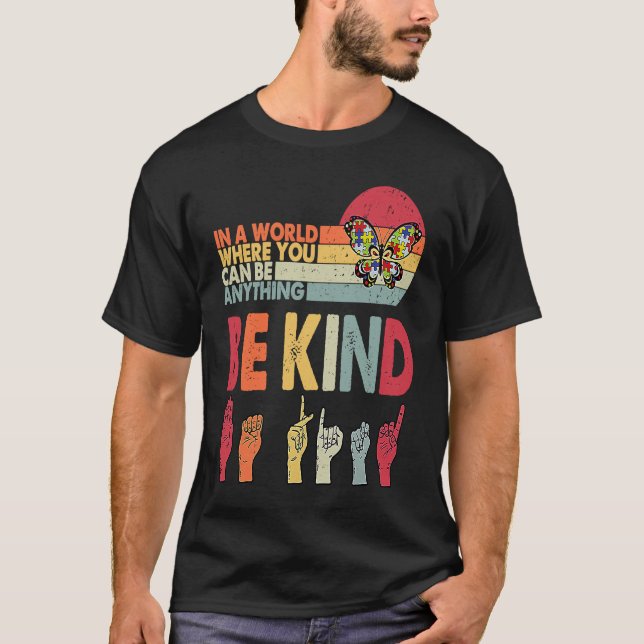 Camiseta Be Kind Autism Awareness ASL Mom Teacher Kindness (Frente)