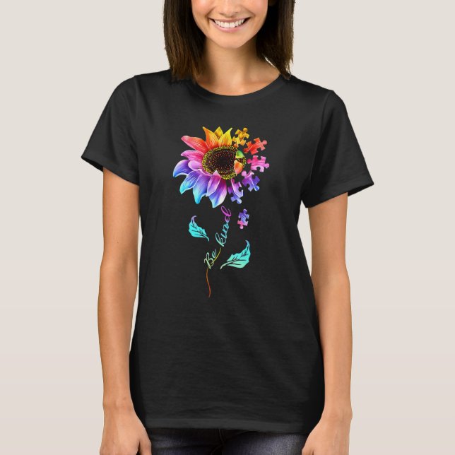 Camiseta Be Kind Autism Awareness Women Girls Sunflower Puz (Frente)