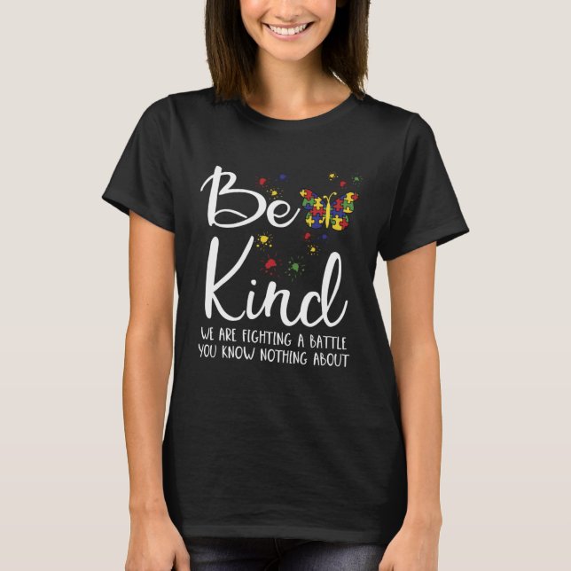 Camiseta Be Kind Autism My Son Has Autism Parents Of Autist (Frente)