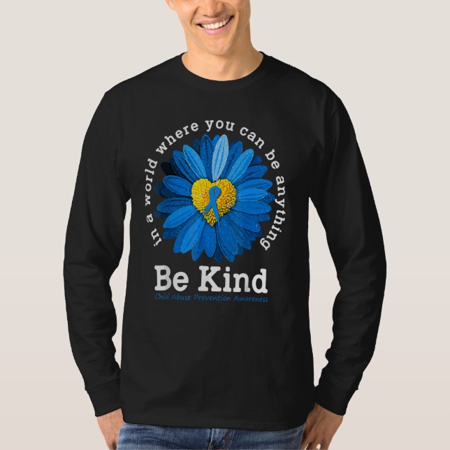 Camiseta Be Kind Blue Sunflower Child Abuse Prevention Mont (Frente)