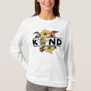 Camiseta BE KIND Bumble Bee Floral Mensagem positiva