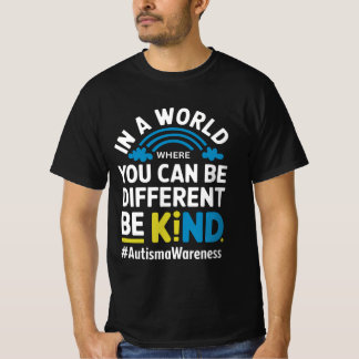 Camiseta Be Kind Different Autism Awareness Rainbow Design 