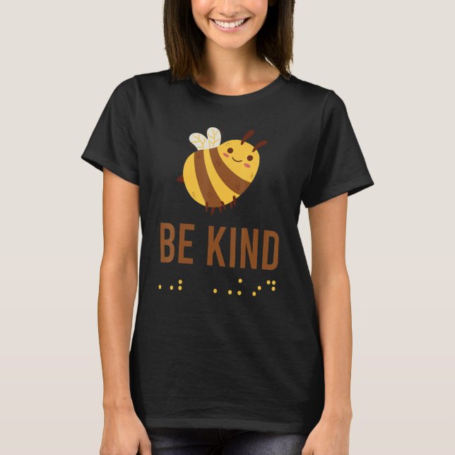 Camiseta Be Kind Sign Braille Language Bee Graphic Yellow (Frente)
