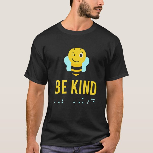 Camiseta Be Kind Sign Braille Language Bee Smile Graphic Ye (Frente)