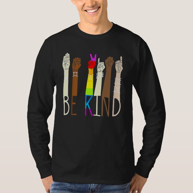 Camiseta Be Kind Sign Language Hand Talking LGBT Gay Les Pr (Frente)
