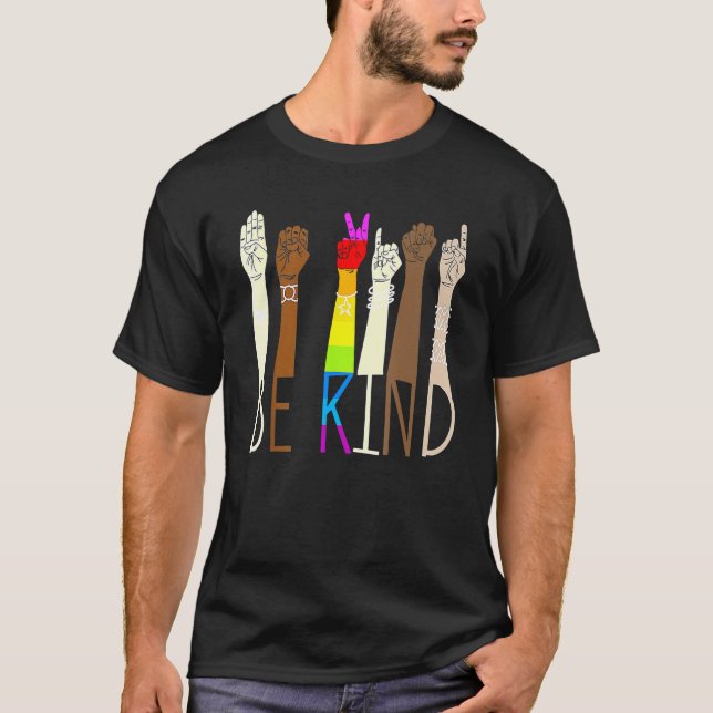 Camiseta Be Kind Sign Language Hand Talking LGBT Gay Les Pr (Frente)