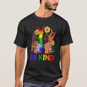 Camiseta Be Kind Sign Language Hand Talking Lgbtq+ Gay Les