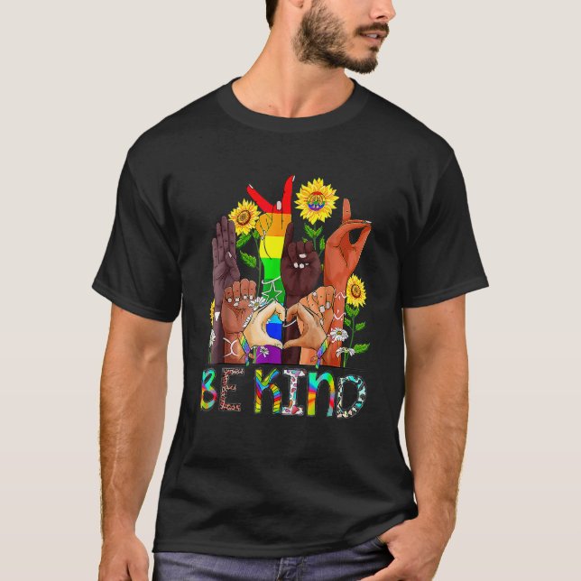 Camiseta Be Kind Sign Language Hand Talking LGBTQ+ Gay Les  (Frente)