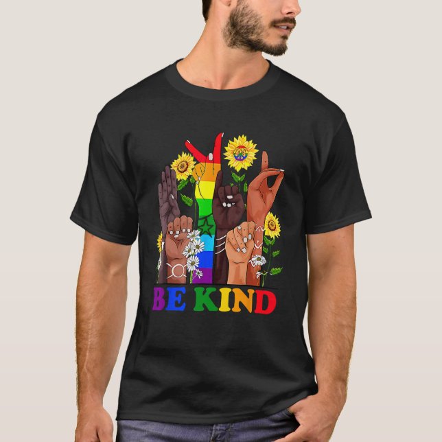 Camiseta Be Kind Sign Language Rainbow Kindness Equality LG (Frente)