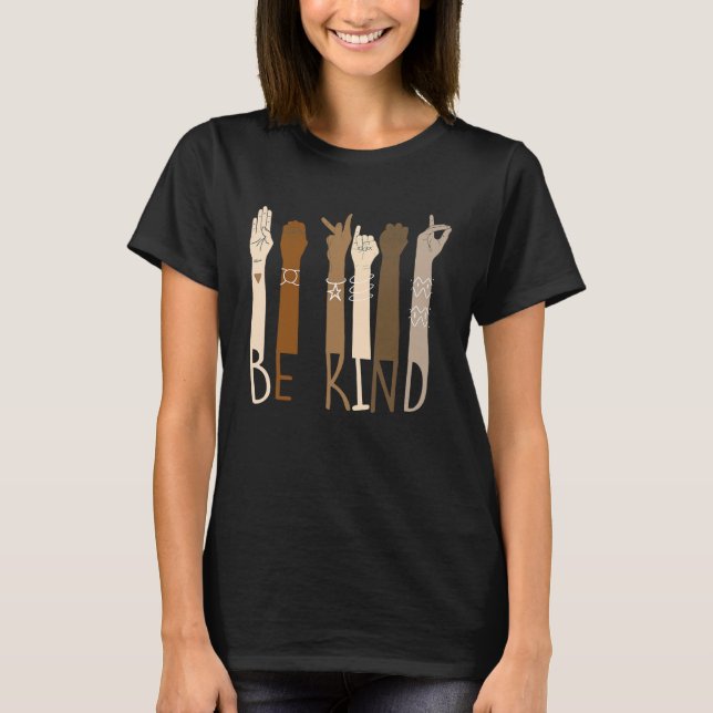 Camiseta Be Kind Support Diversity Equality Dark Skin Love (Frente)