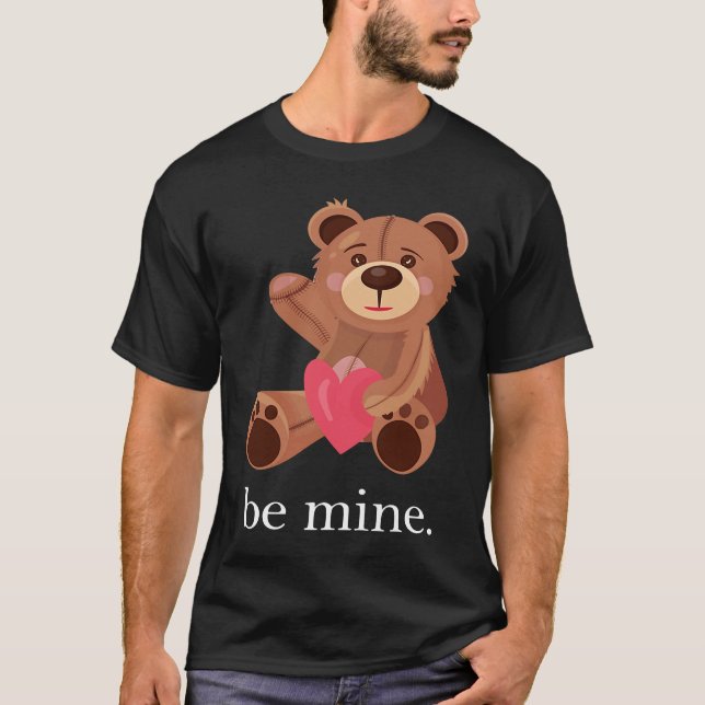 Camiseta Be Mine Lovely Bear Valentine's Day Heart Love Rel (Frente)
