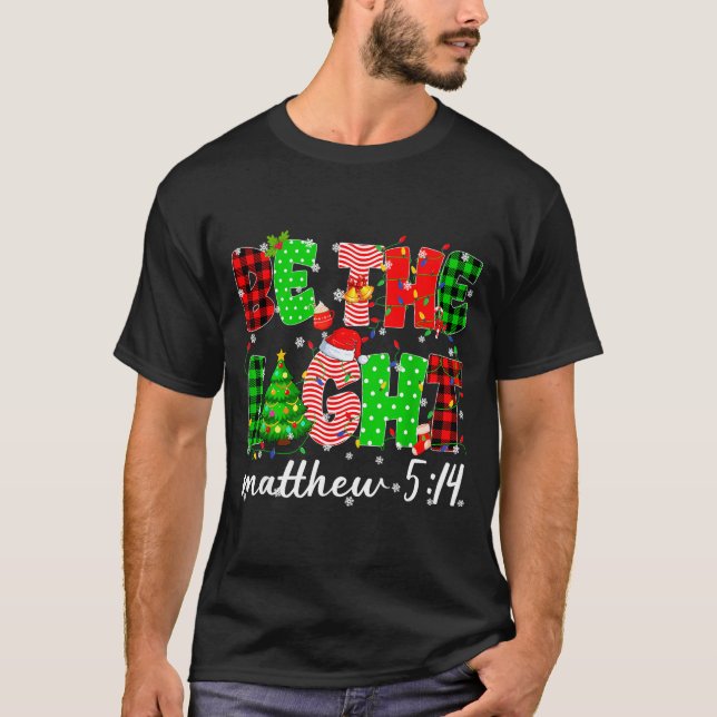 Camiseta Be The Light Christian Christmas Pjs Xmas Men Wome (Frente)