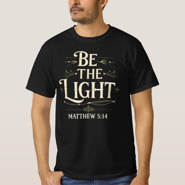Camiseta "Be The Light" Matthew 5:14 Christian Christmas (Frente)