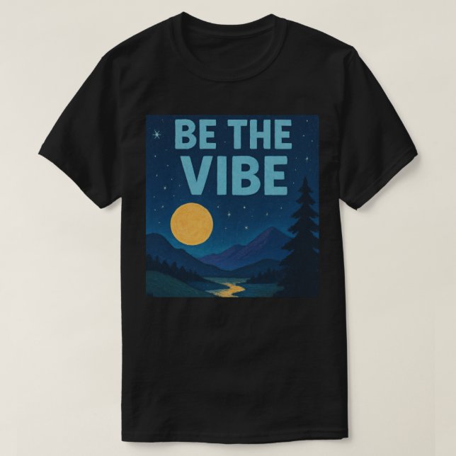 Camiseta “Be The Vibe” Retro Crayon Nightscape Aesthetic (Frente do Design)