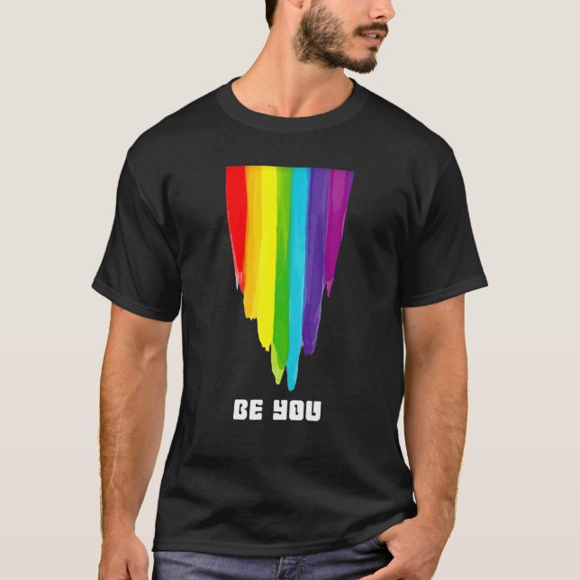 Camiseta Be You Pride Rainbow LGBTQ Flag Love Is Love Gay L (Frente)