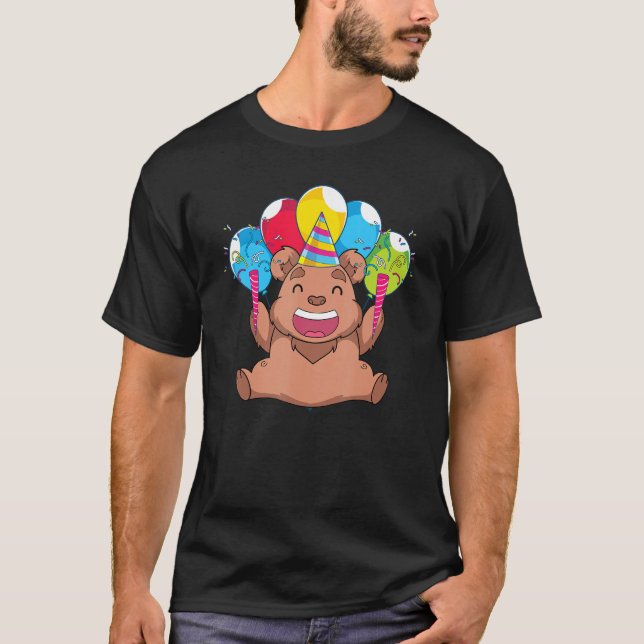 Camiseta Bea Animal da Floresta de Urso Cinzento com Corte  (Frente)