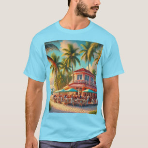 Camiseta Beach Cafe Aruba Tropical Blue T Shirt