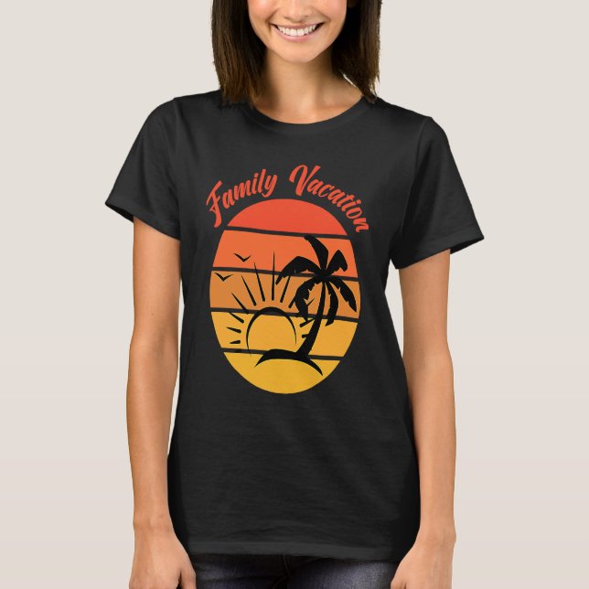 Camiseta Beach Family Vacation Palms Sunset Holiday Matchin (Frente)