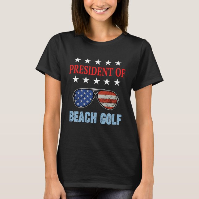 Camiseta Beach Golf Accessories  USA Flag Beach Saying (Frente)