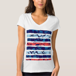 Camiseta Beach Hibiscus Stripes Illustrator Swatch