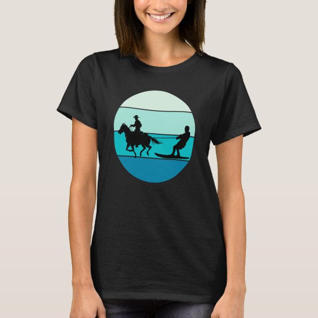 Camiseta Beach Horse Surfing Equestrian Wakeboarding Water  (Frente)