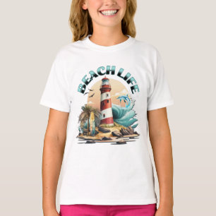 Camiseta Beach Life Praia Tropical e Farol