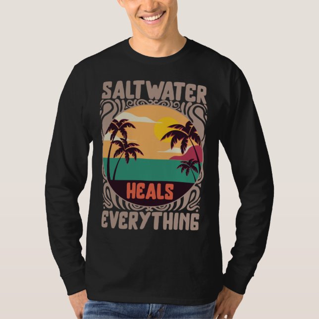 Camiseta Beach Lover Saltwater Heals Everything Family Vaca (Frente)