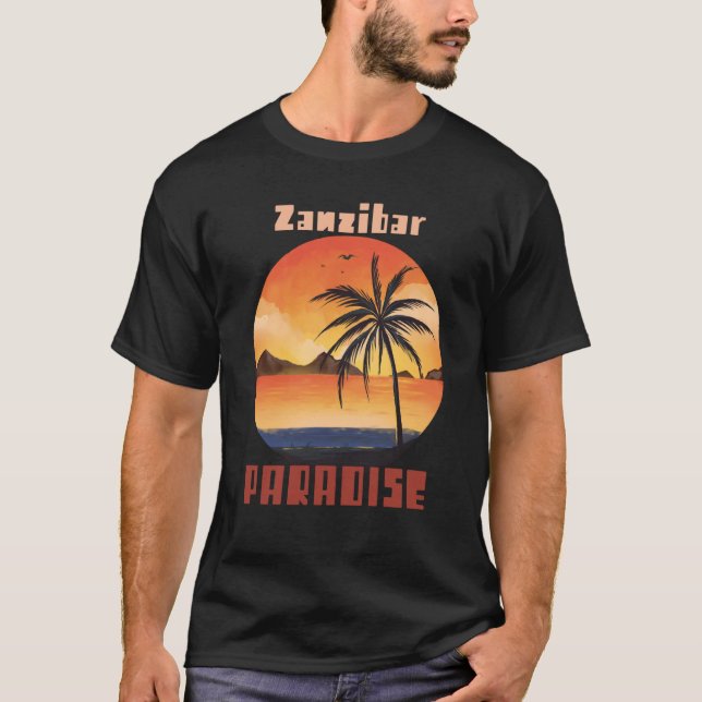 Camiseta Beach Ocean Vacation Zanzibar Surfing Palm tree Su (Frente)