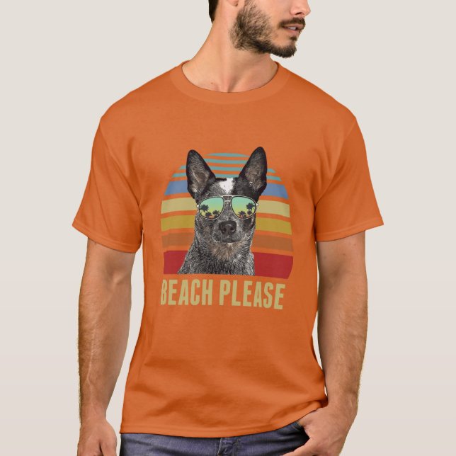 Camiseta Beach Please Australian Cattle Dog Dog Funny Summe (Frente)