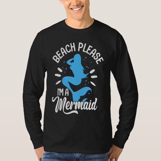 Camiseta Beach Please I'm A Mermaid Funny Summer Vacation S (Frente)