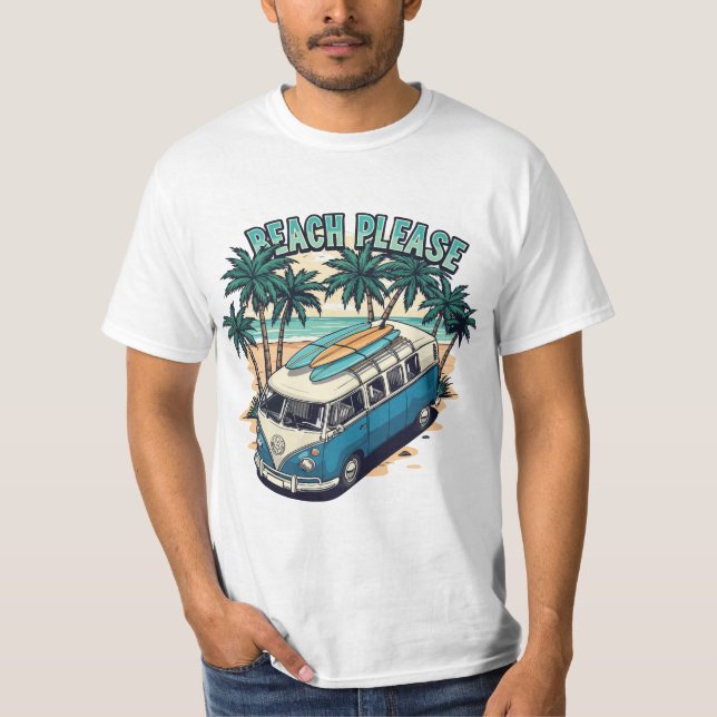Camiseta Beach Please Retro Surf Van T-Shirt (Frente)