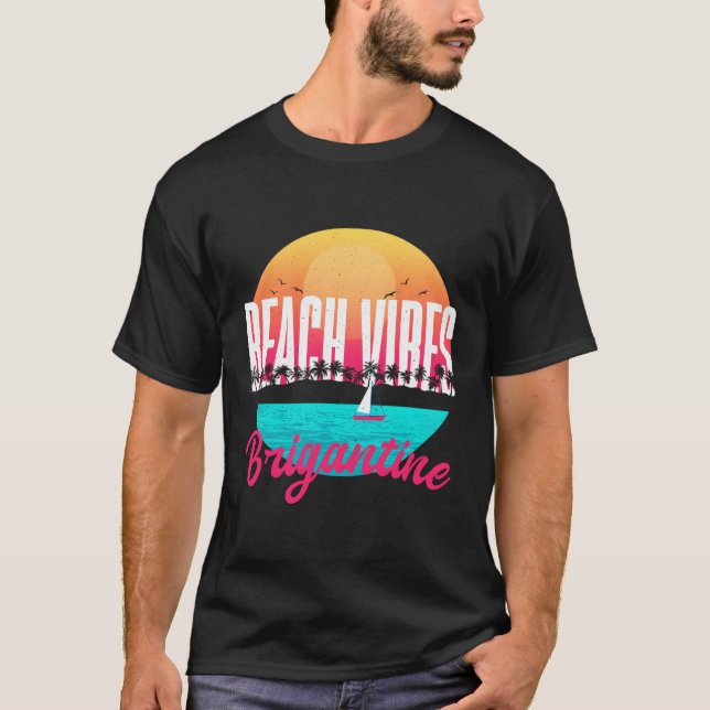 Camiseta Beach S Brigantine Summer New Jersey Tropical (Frente)