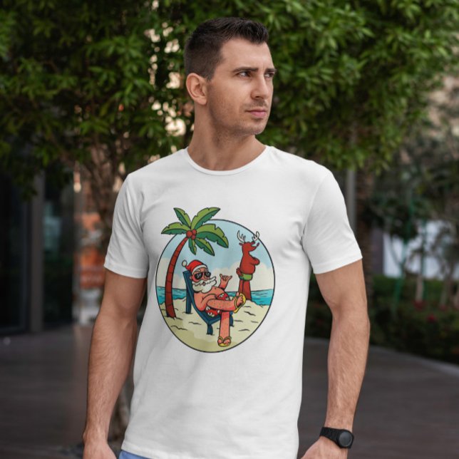 Camiseta Beach Summer Santa Claus (Criador carregado)