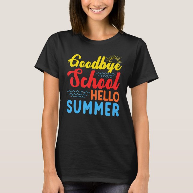 Camiseta Beach Sunset Goodbye School Hello Summer Day (Frente)
