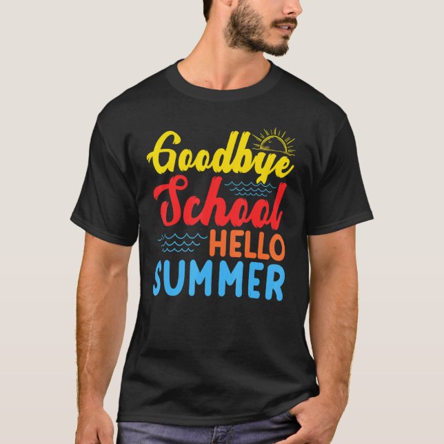 Camiseta Beach Sunset Goodbye School Hello Summer Day (Frente)