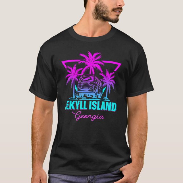 Camiseta Beach Vaporwave Vacation Souvenir Jekyll Island (Frente)