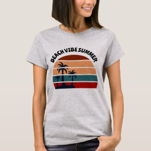 Camiseta Beach Vibe Summer Women's Palm Tree Sunset