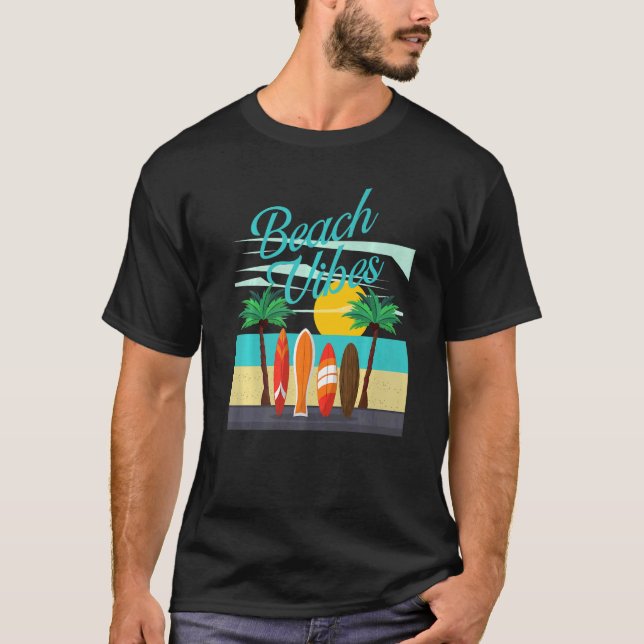 Camiseta Beach Vibes Surfing Summer Beach Vacation (Frente)