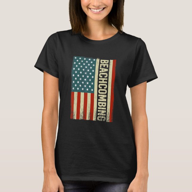 Camiseta Beachcombing USA Flag 4th of July beachcomb beachc (Frente)
