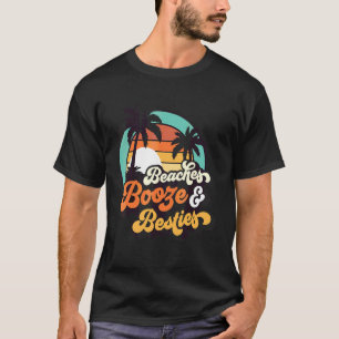 Camiseta Beaches Booze Besties Meninas Fim de Semana Trip B